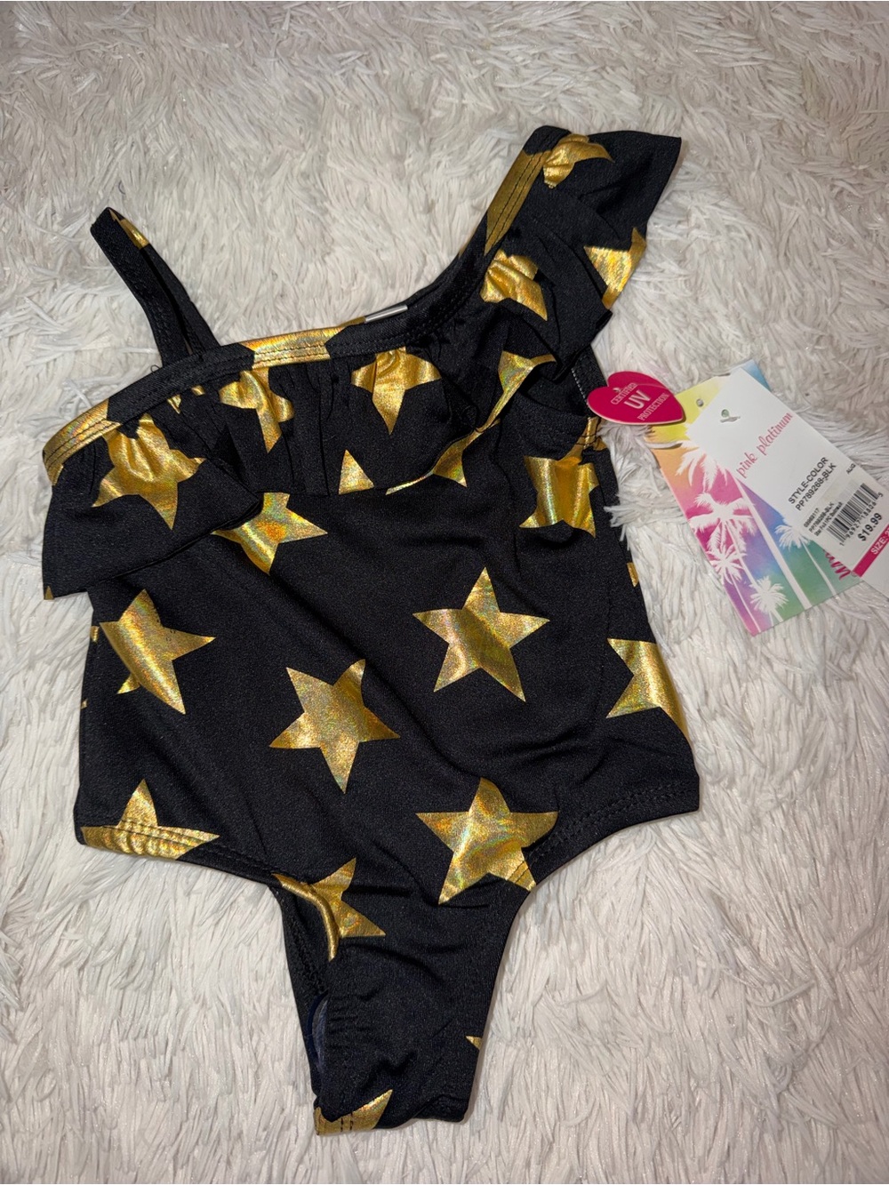 Black Star-Print Swimsuit Two-piece Pink Platinum swim set 2T